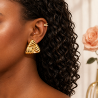 Gold Plated Triangle Statement Stud Earrings
