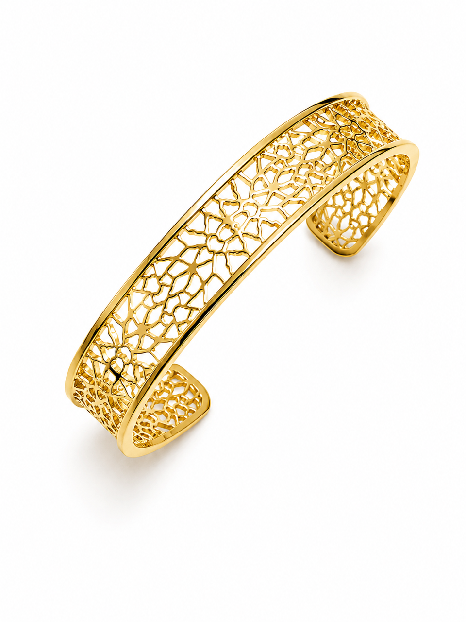 Geometric Filigree Open-Cuff Bracelet