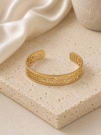 Geometric Filigree Open-Cuff Bracelet