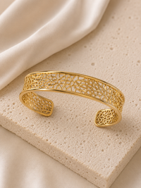 Geometric Filigree Open-Cuff Bracelet