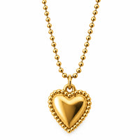 Gold Beaded Chain Heart Pendant Necklace