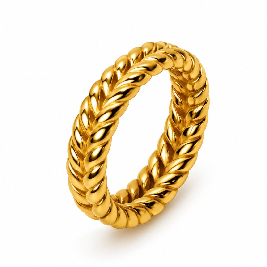 Gold Braided Wheat Chain Ring