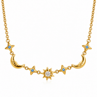 Gold Celestial Moon & Star CZ Necklace