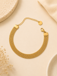 Gold Mesh Chain Bracelet  | 18K Gold-Plated Stainless Steel