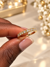 Gold Milgrain Pavé Cubic Zirconia Eternity Ring