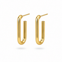 Gold Oval Link Hoop Earrings | Paperclip Drop Open Hoops