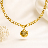 Gold Scallop Shell Charm Chain Necklace