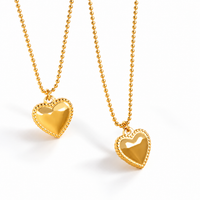 Gold Beaded Chain Heart Pendant Necklace