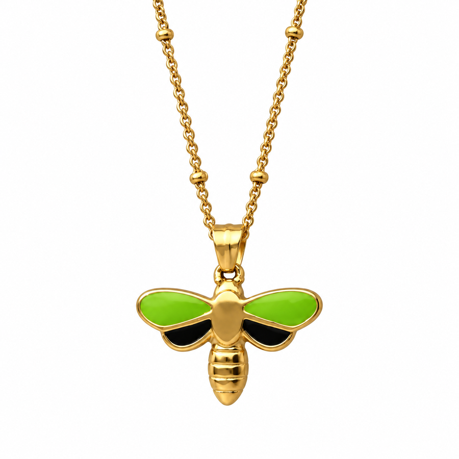 Gold Bee Pendant Satellite Chain Necklace
