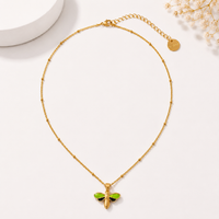 Gold Bee Pendant Satellite Chain Necklace