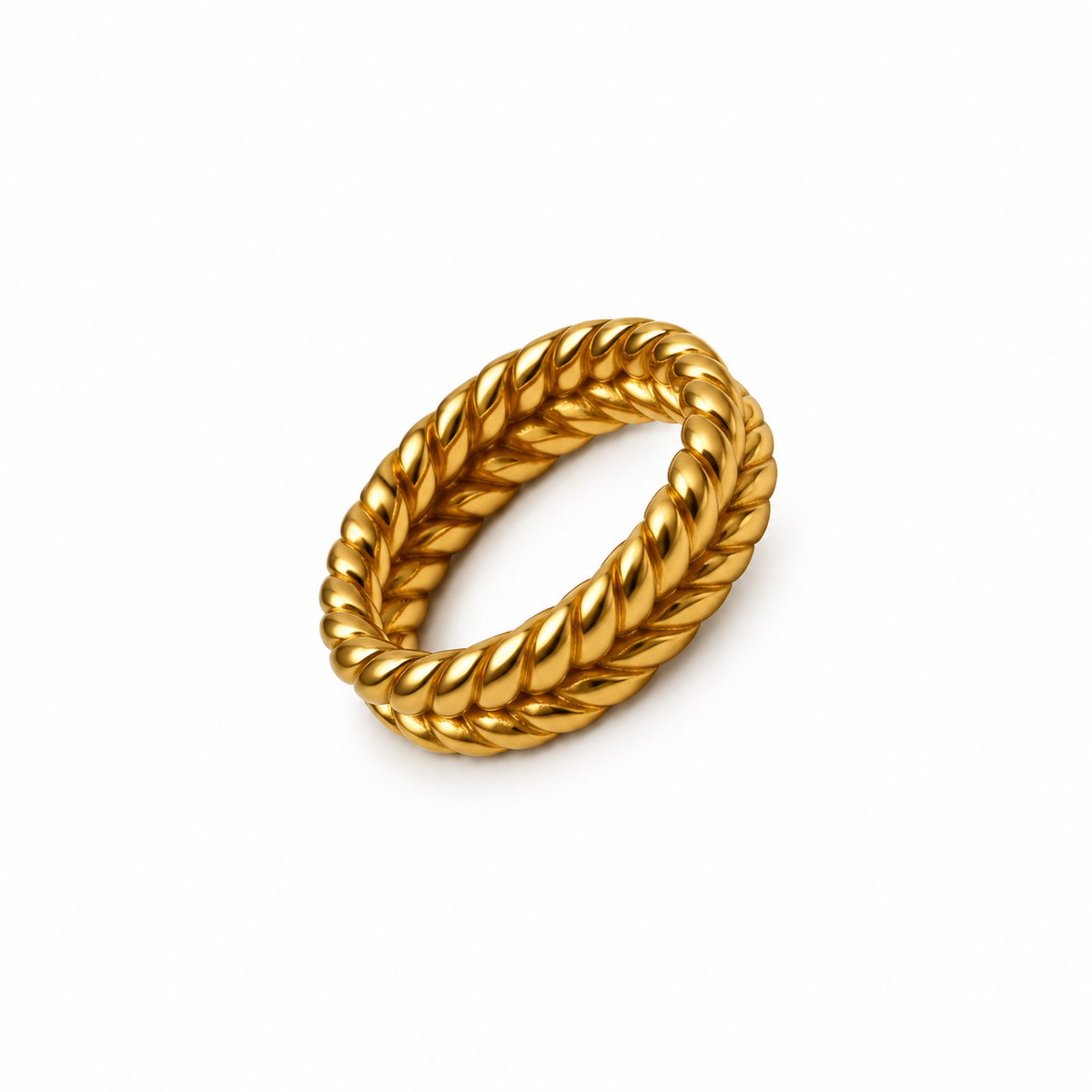 Gold Braided Wheat Chain Ring