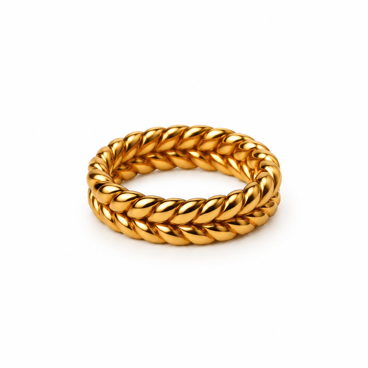 Gold Braided Wheat Chain Ring
