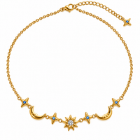 Gold Celestial Moon & Star CZ Necklace
