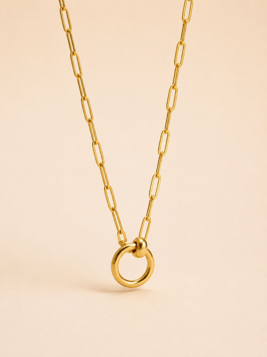 Gold Link Pendant Necklace | Waterproof Stainless Steel