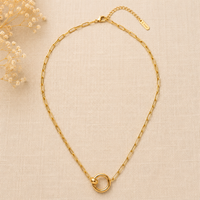 Gold Link Pendant Necklace | Waterproof Stainless Steel