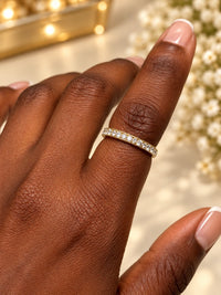 Gold Milgrain Pavé Cubic Zirconia Eternity Ring