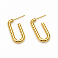 Gold Oval Link Hoop Earrings | Paperclip Drop Open Hoops