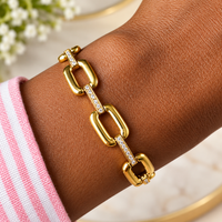 Gold Pavé Link Paperclip Chain Bracelet