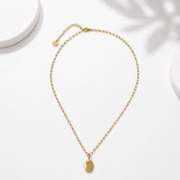 Gold Rose Medallion Pendant Necklace | Waterproof Paperclip Chain