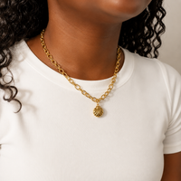 Gold Scallop Shell Charm Chain Necklace