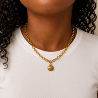 Gold Scallop Shell Charm Chain Necklace