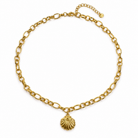 Gold Scallop Shell Charm Chain Necklace