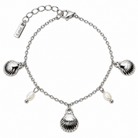 Gold Seashell & Pearl Charm Bracelet