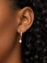 Gold Teardrop CZ Huggie Hoop Earrings