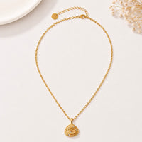 Gold Textured Abstract Dome Pendant Necklace