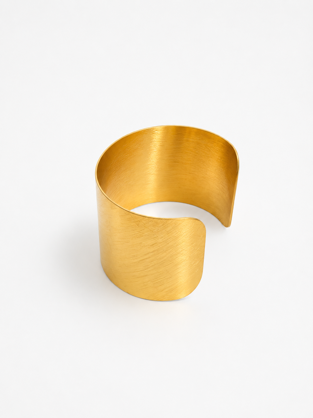 Gold Textured Wide Cuff Bracelet with Crystal Cross