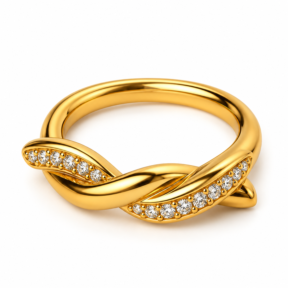 Gold Twisted Knot CZ Ring