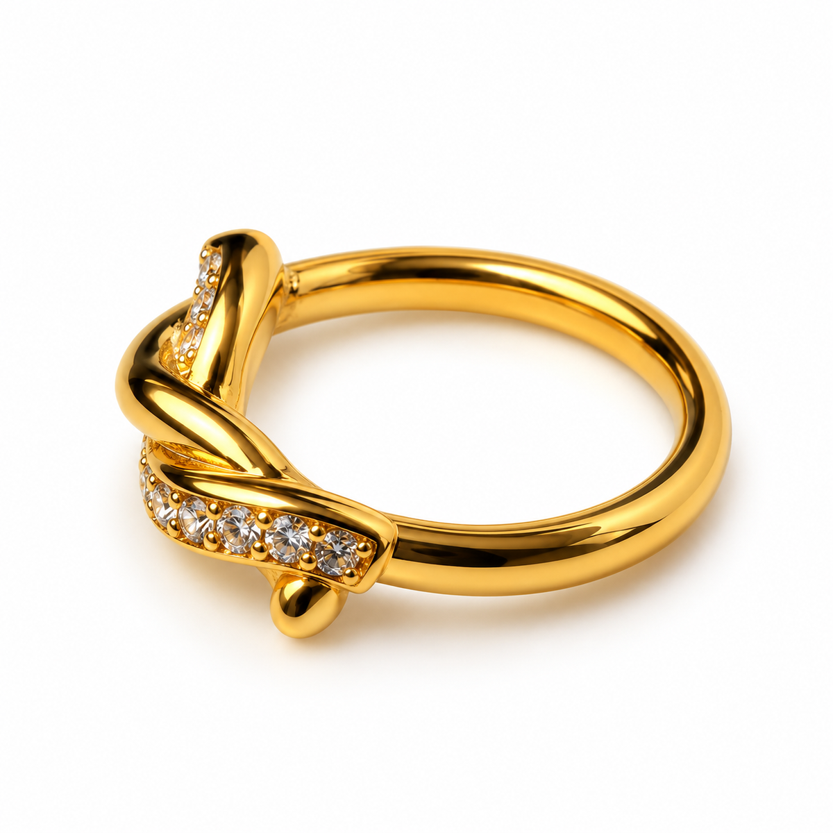 Gold Twisted Knot CZ Ring