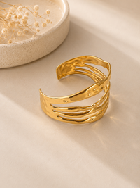 Gold Wavy Multi-Band Cuff Bracelet | Waterproof