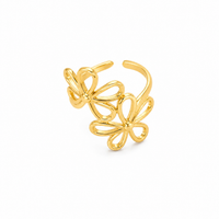 Gold Wire Flower Open Ring | Waterproof Adjustable Floral Ring