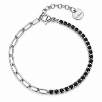 Half Tennis Half Paperclip Chain Bracelet