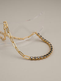 Half Tennis Half Paperclip Chain Bracelet