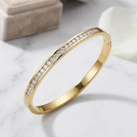 Pavé Crystal Gold Hinged Eternity Bangle