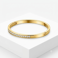 Pavé Crystal Gold Hinged Eternity Bangle