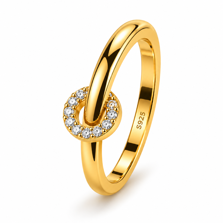 Zirkonia-Ring mit ineinandergreifenden Kreisen