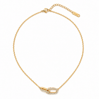 Interlocking Paperclip Link Pendant Necklace - 18K Gold Plated