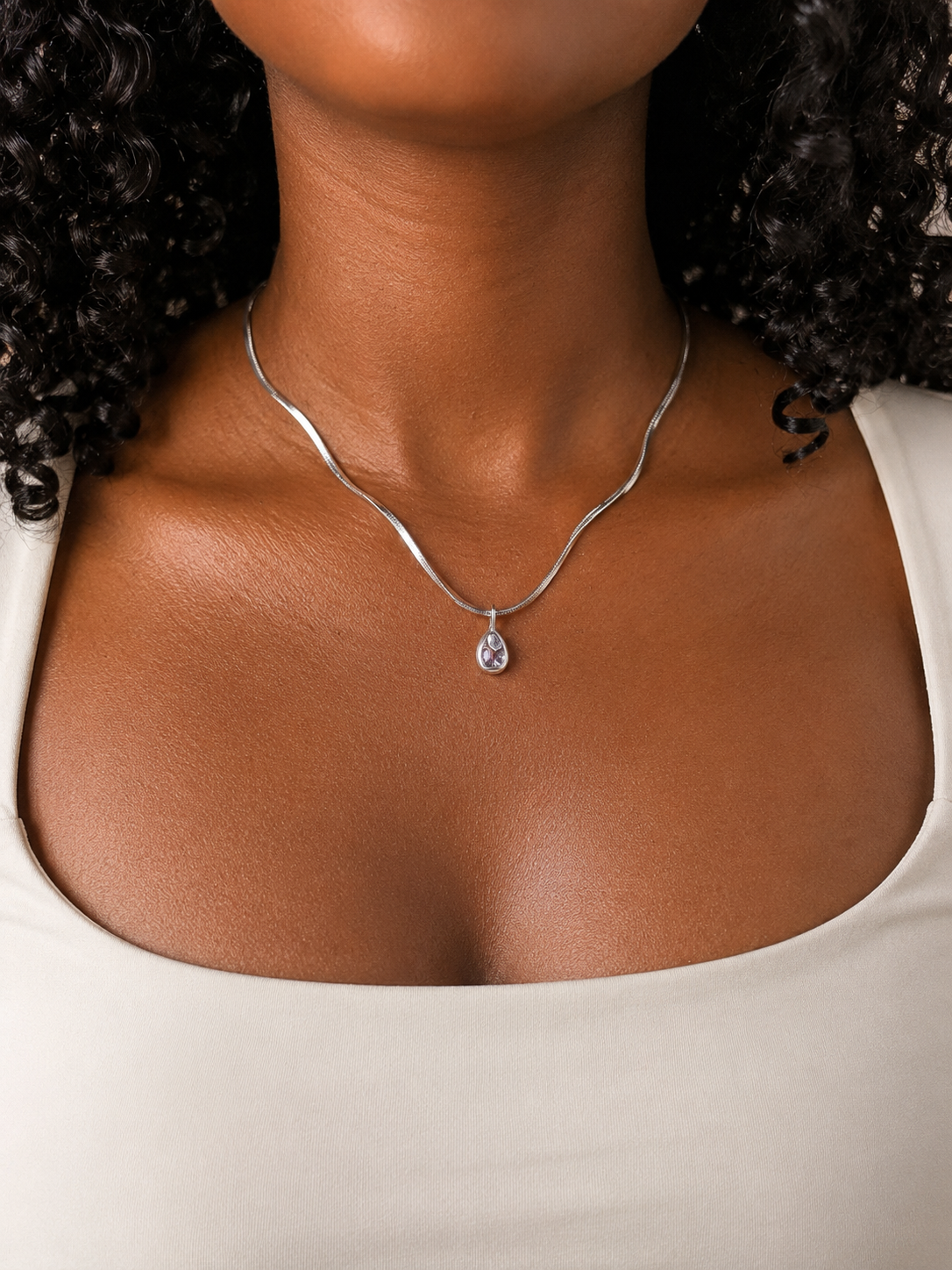Iris Crystal Teardrop Snake Chain Necklace