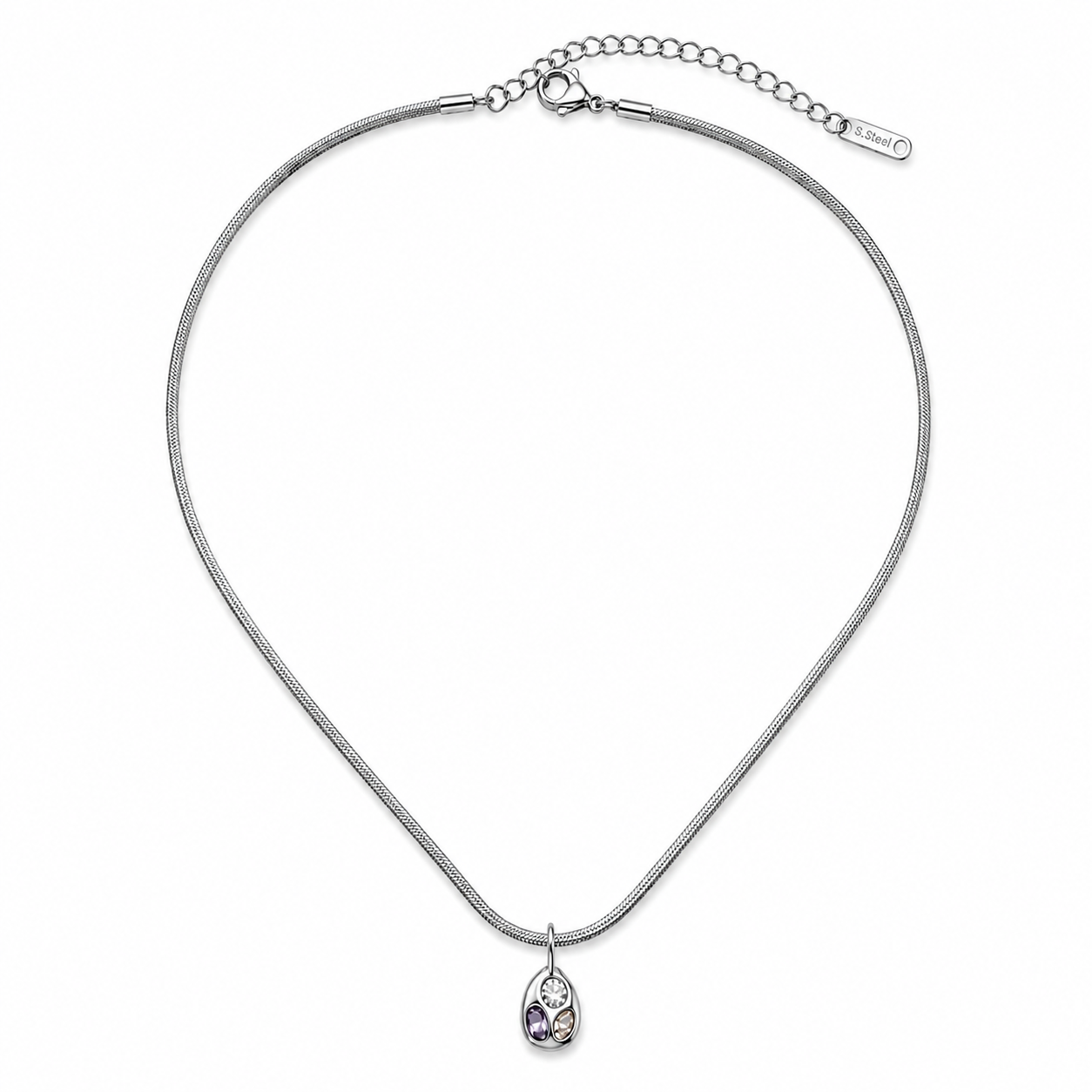 Iris Crystal Teardrop Snake Chain Necklace