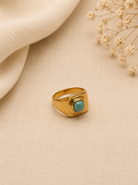 Isla Gold Turquoise Stepped Signet Ring