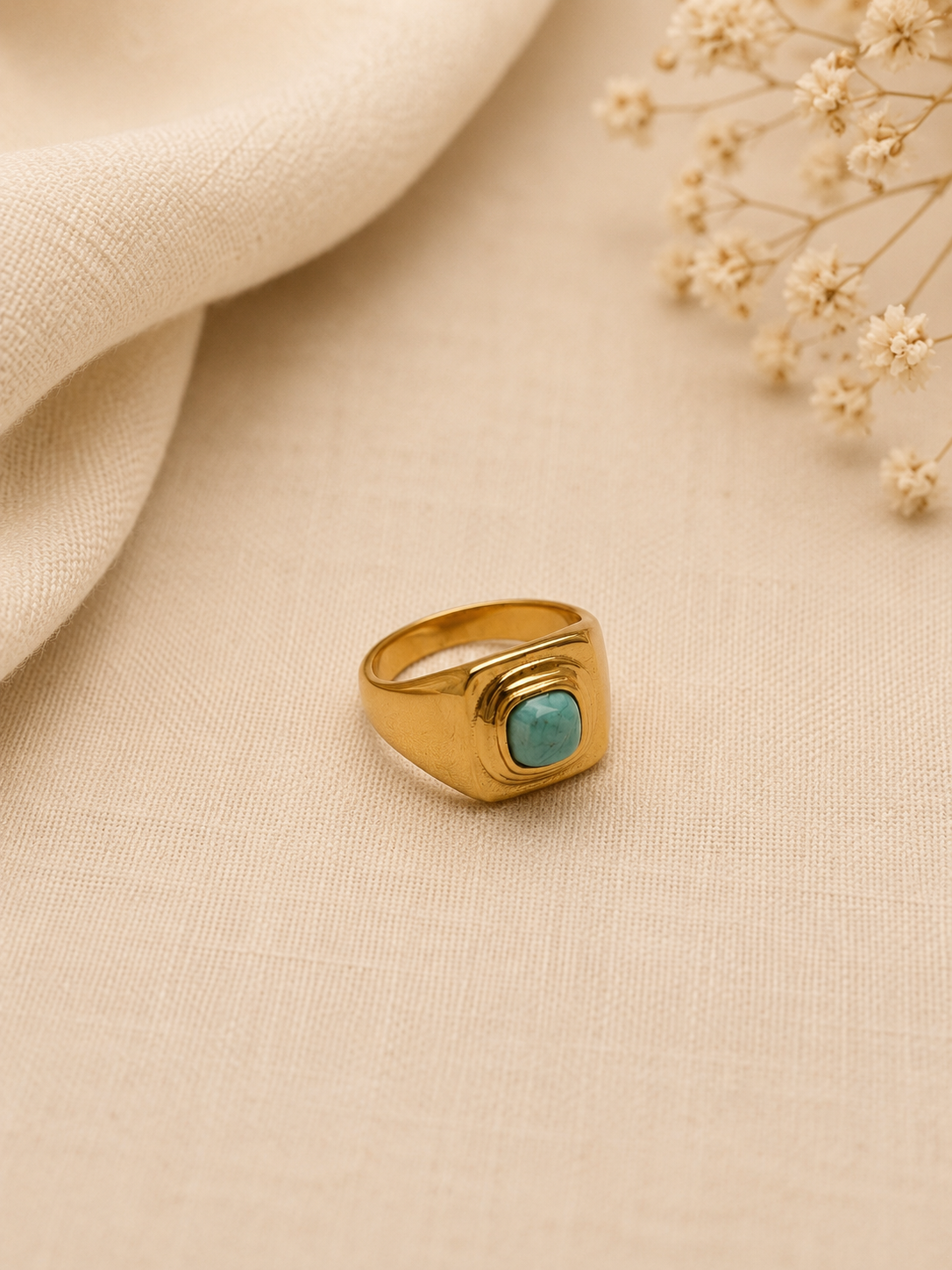Isla Gold Turquoise Stepped Signet Ring