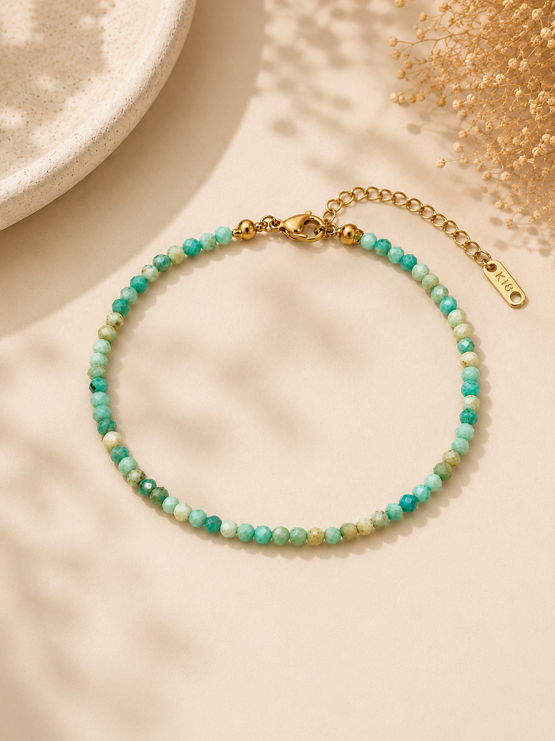 Isla Faceted Mint Turquoise Beaded Bracelet