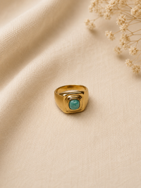 Isla Gold Turquoise Stepped Signet Ring