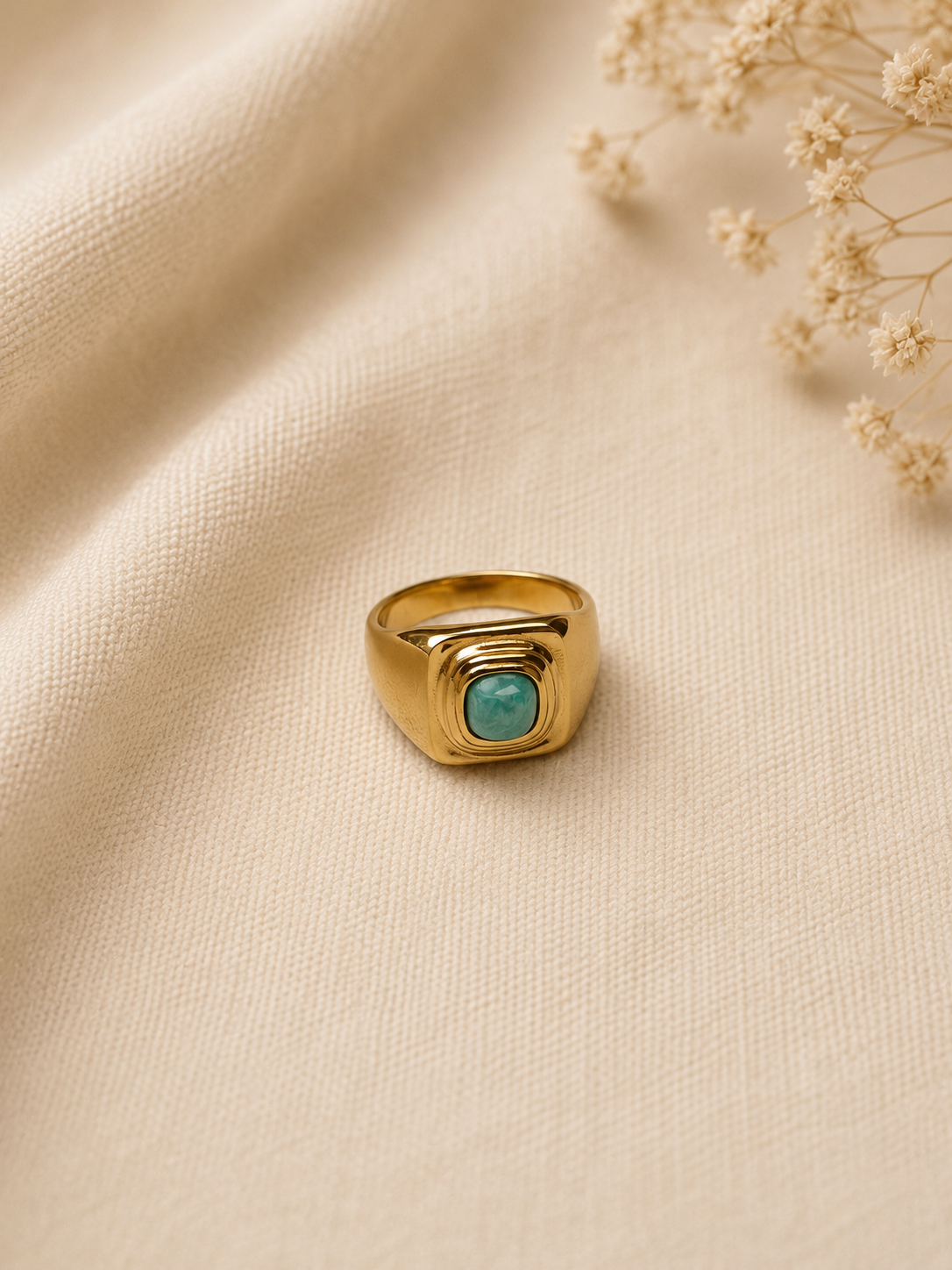 Isla Gold Turquoise Stepped Signet Ring