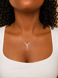 Lumina Crystal Y-Drop Necklace | Gold Stainless Steel Jewelry