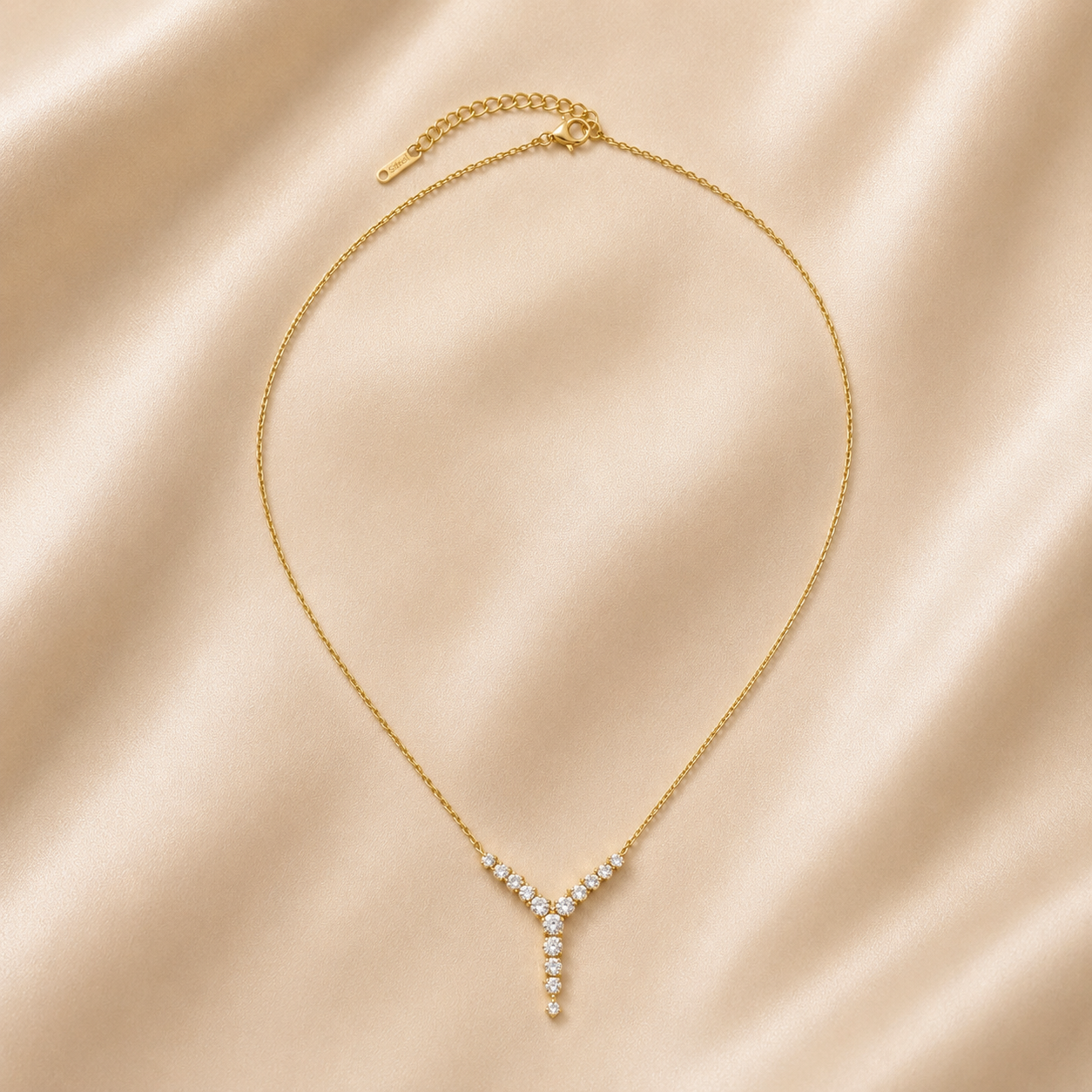 Lumina Crystal Y-Drop Necklace | Gold Stainless Steel Jewelry