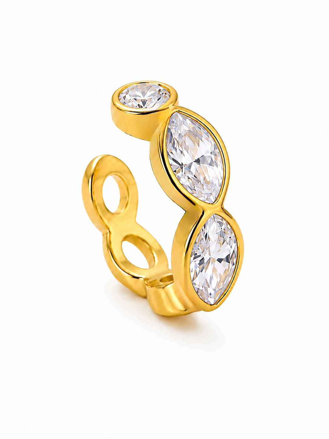 Marquise Crystal Gold Ear Cuffs | Non-Pierced Cuffs-On Hoop